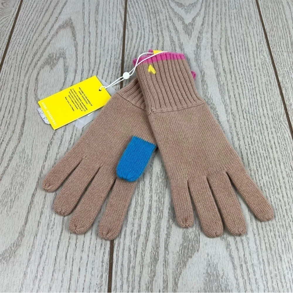 Kerri Rosenthal Womens Cashglove Colorblock Cashmere Gloves OS Ferris (tan) $128